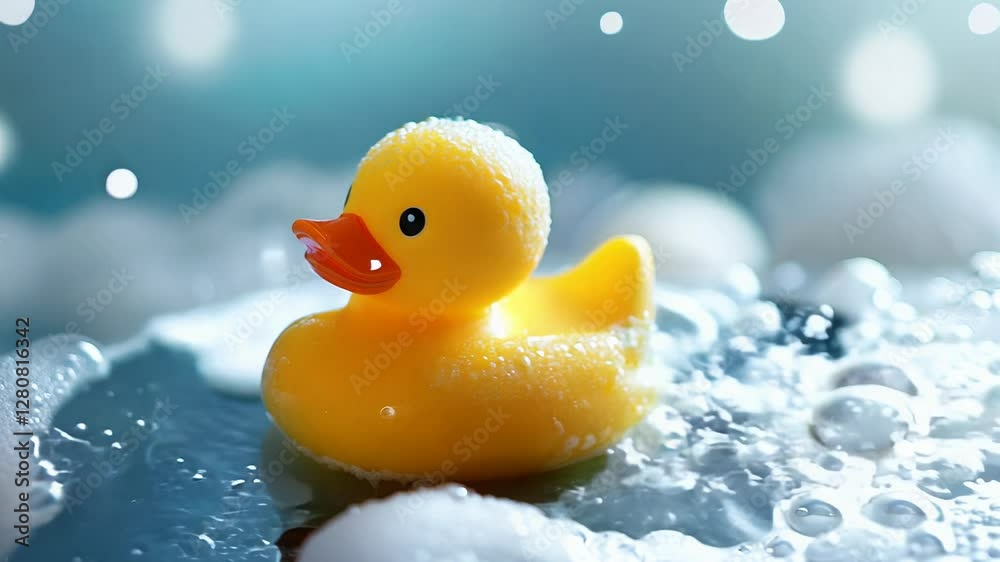 A generic toy in a watery setting with bubbles and a bokeh background A generic toy in a watery setting with bubbles and a bokeh background
