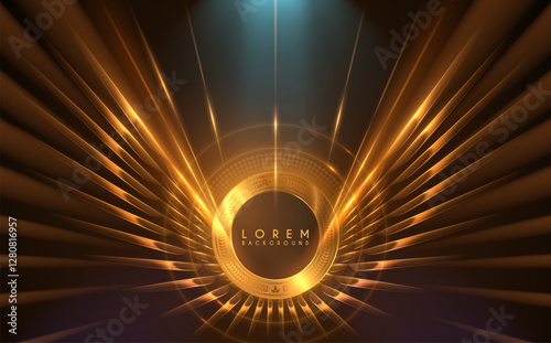 Golden light wings effect with circle frame