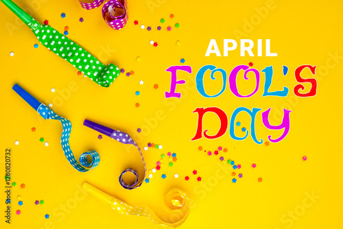 April Fools' Day celebrated on April 1 concept, background with decorative lettering