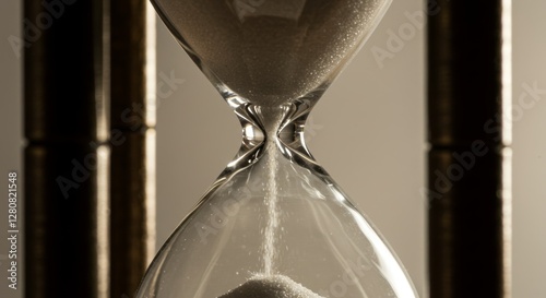 Hourglass detail depicting temporal flow and transient moments of existence