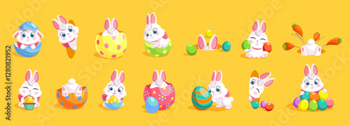 Easter rabbit, easter Bunny. Vector illustration.