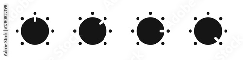 Regulator icon. Regulator flat vector set. Volume knob. Control knob Round dial regulator knob.