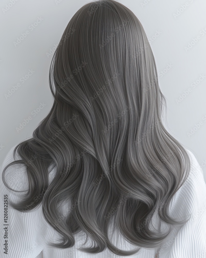 Back View of Wavy Ash Blonde Hair on White Background Back View of Wavy Ash Blonde Hair on White Background