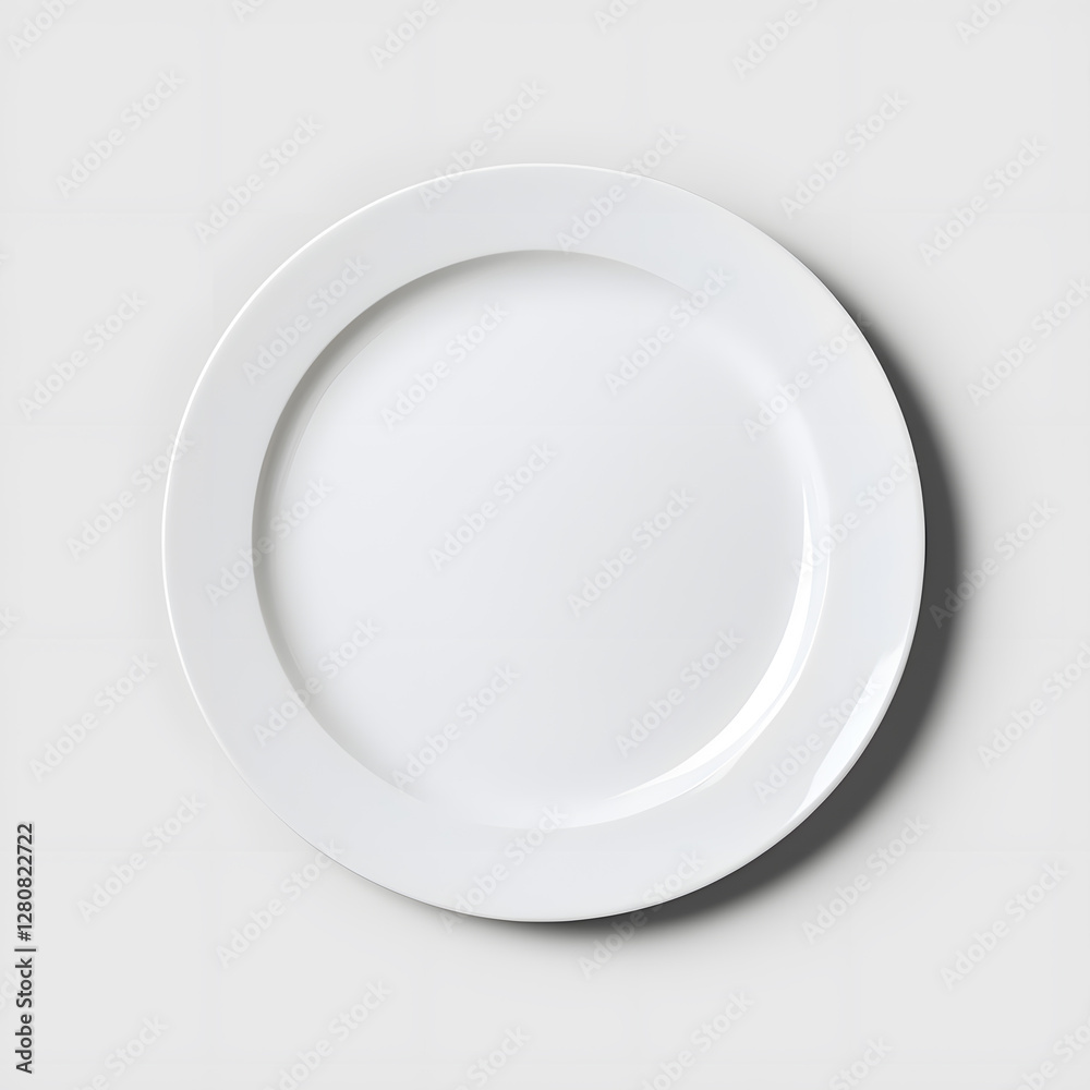 Top view mock up dinner plate, minimalist, modern, black and white, isolated on white background Top view mock up dinner plate, minimalist, modern, black and white, isolated on white background