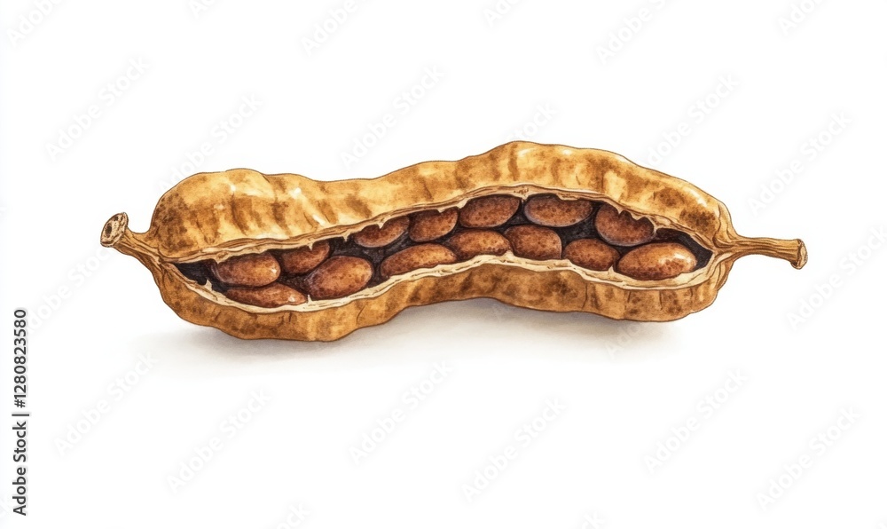 Detailed close-up of a split peanut shell showcasing the inner nuts, isolated on a white background Detailed close-up of a split peanut shell showcasing the inner nuts, isolated on a white background