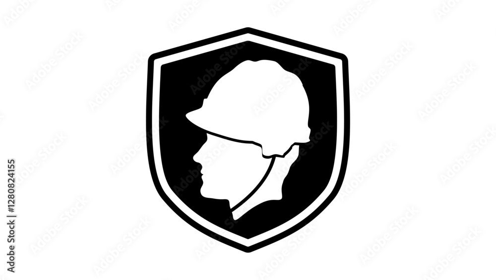 helmet worker head protection symbol, black isolated silhouette helmet worker head protection symbol, black isolated silhouette
