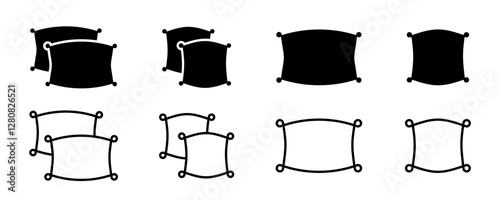 Pillow icon vector. Pillow signs. Comfortable fluffy pillows