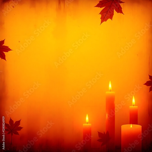 Close-up of grunge old paper texture background in a massive scale, depicting an epic scene with warm autumn colors, warm candle lights, lens glow lighting, heroic elements, flickering flames, warm gl