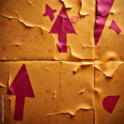 Close-up of a grunge old paper texture background in electric vivid colors, featuring abstract patterns and artistic lighting. 
