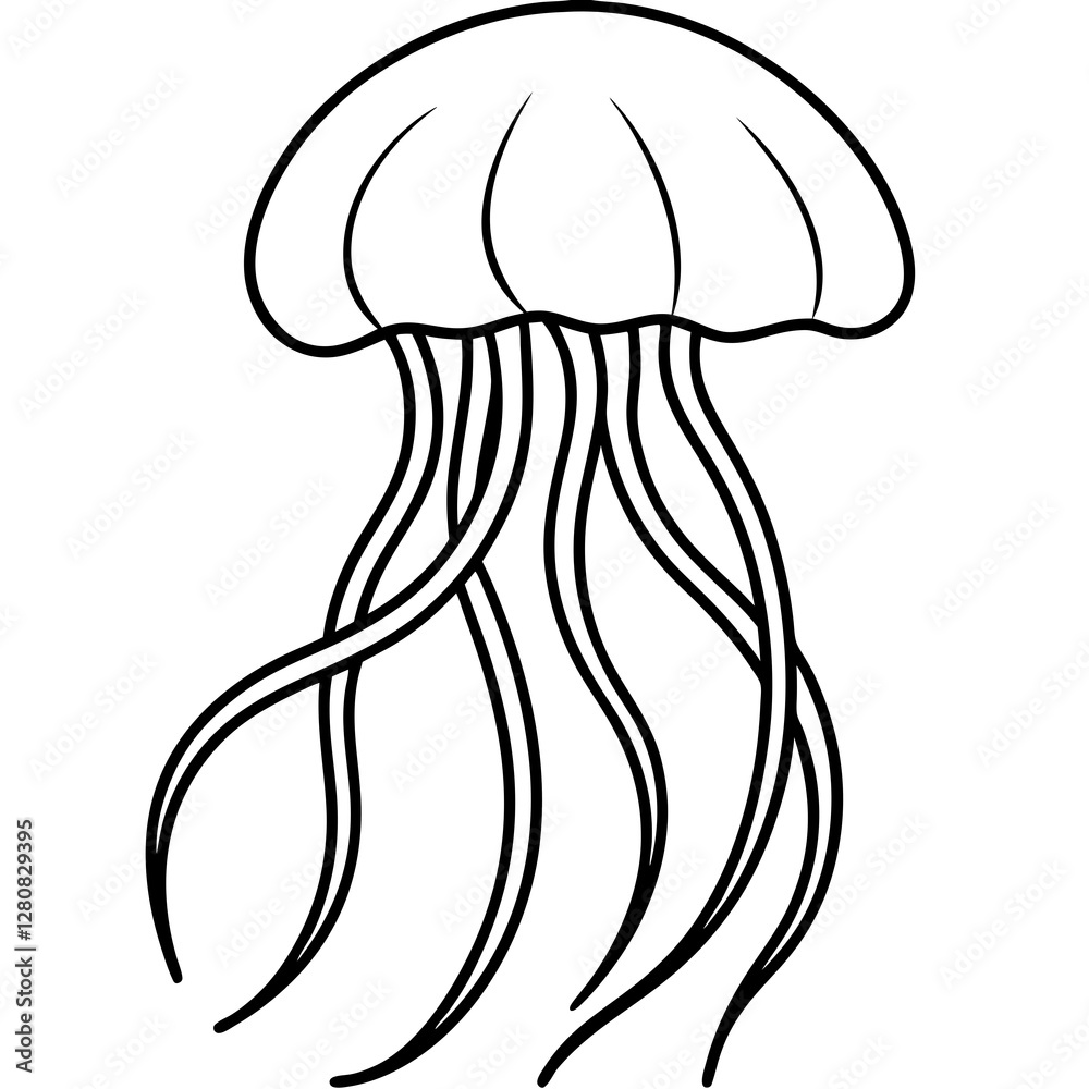 Jellyfish Line Art Vector Jellyfish Line Art Vector