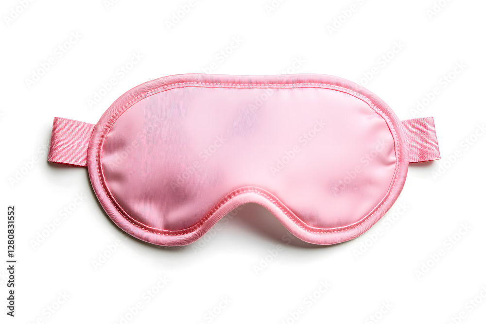 Pink sleeping mask, top view, isolated on white background Pink sleeping mask, top view, isolated on white background