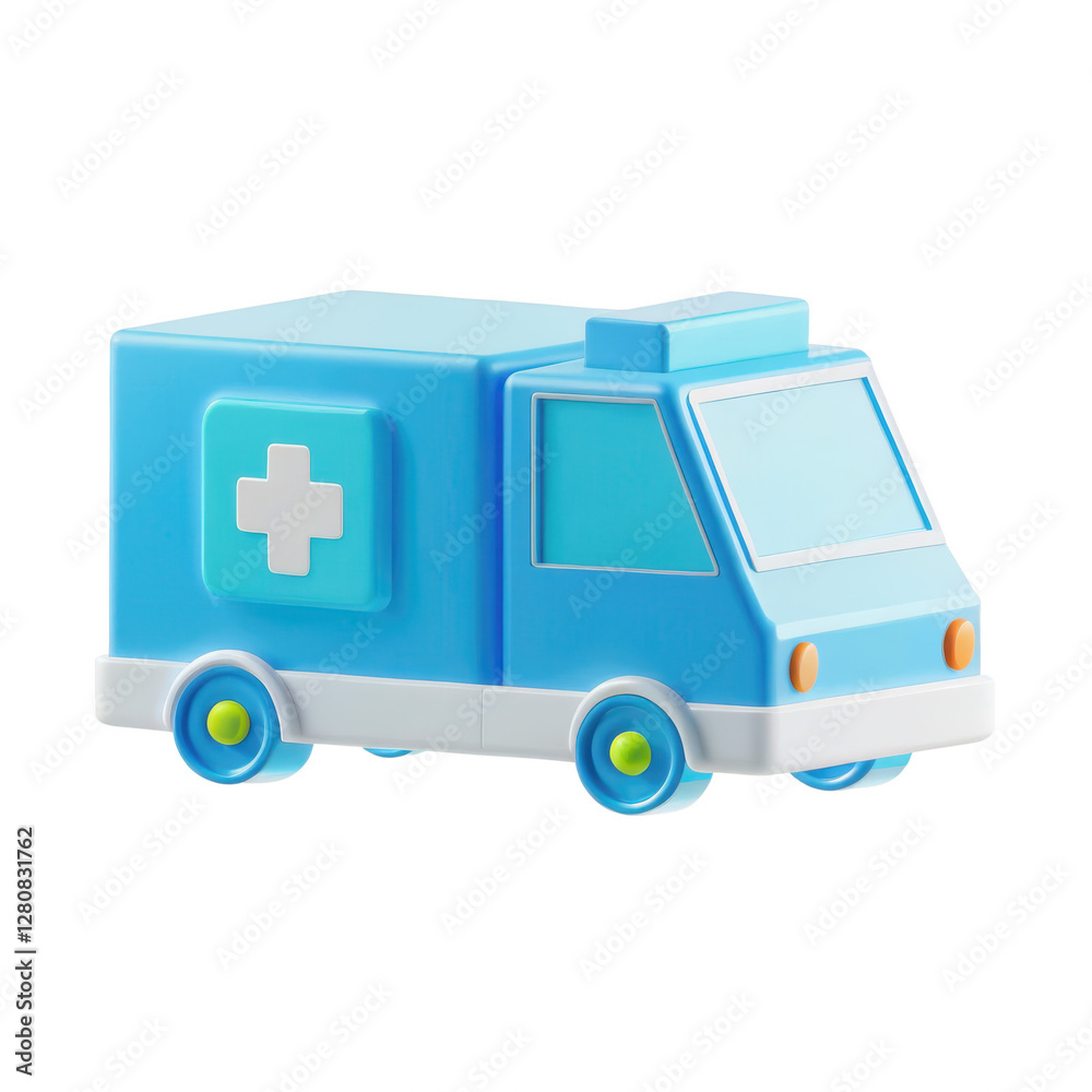 Blue Toy Ambulance Vehicle with Medical Symbol for Kids Play and Learning Blue Toy Ambulance Vehicle with Medical Symbol for Kids Play and Learning