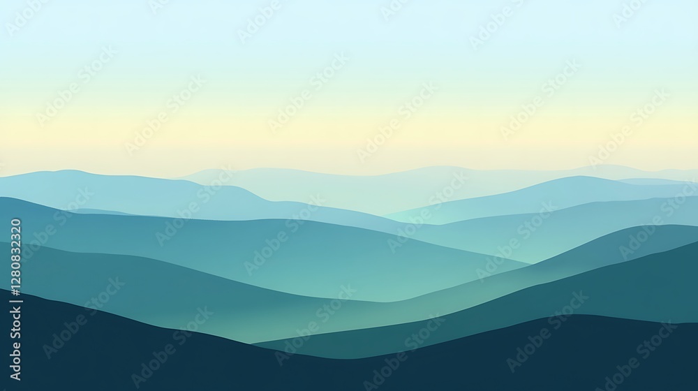 Fototapeta premium Serene Blue Mountain Range Under a Pale Sky