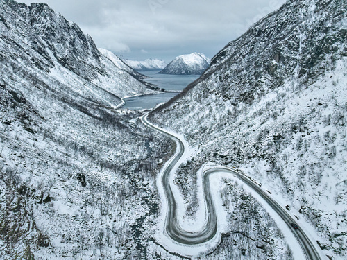 aerial photo of a snowy win...