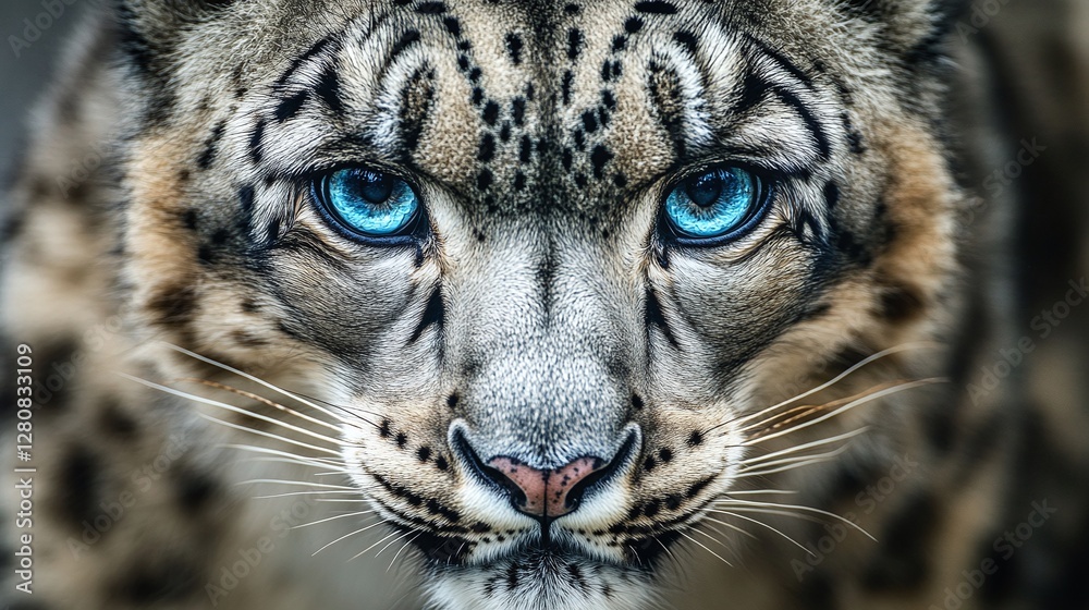 Obraz premium AI Generate A Close Up Of A Snow Leopard’s Piercing Blue Eyes