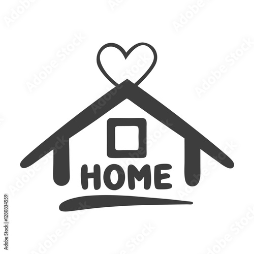 Minimalist Home Logo with Heart Symbol.