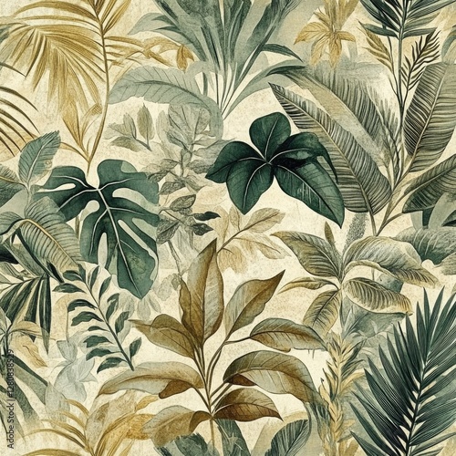 Jungle Leaf Pattern Wallpaper
