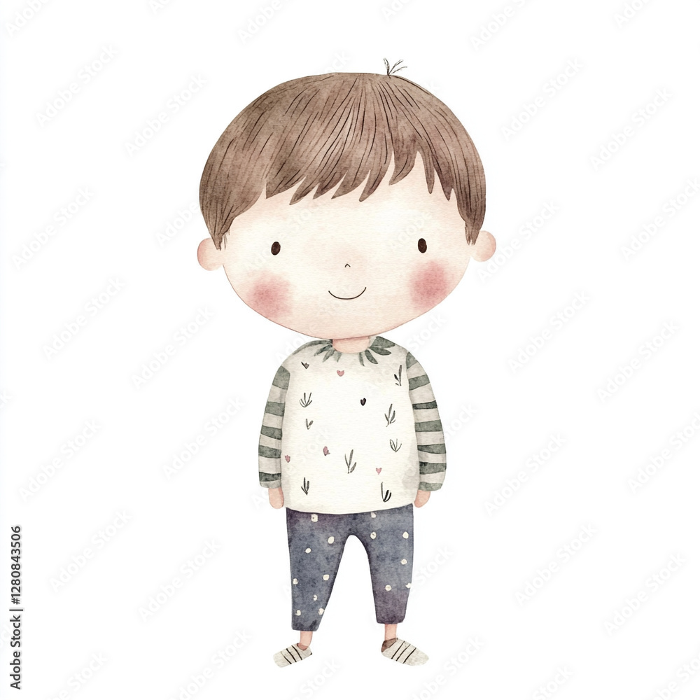 Cute Minimal Isolated Watercolor Illustration of a Kind Character with Soft Features Perfect for Children's Books Greeting Cards and Whimsical Art Projects Cute Minimal Isolated Watercolor Illustration of a Kind Character with Soft Features Perfect for Children's Books Greeting Cards and Whimsical Art Projects