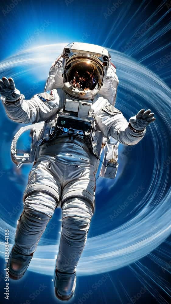 Astronaut Floating in Space with Cosmic Swirl Background Astronaut Floating in Space with Cosmic Swirl Background
