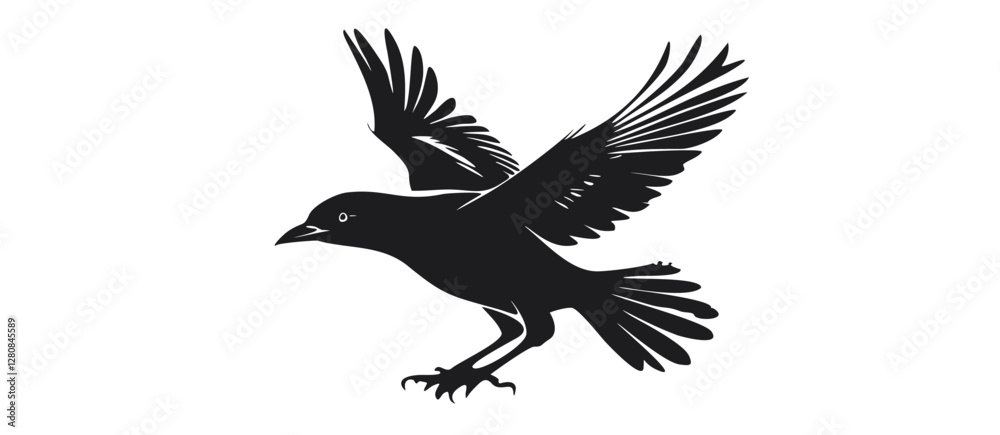 Obraz premium Flying American bird silouet in Monochrome Vector Art