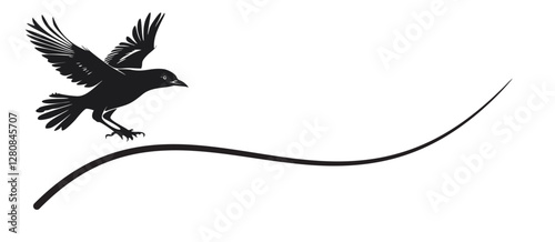 Flying American bird silouet in Monochrome Vector Art photo