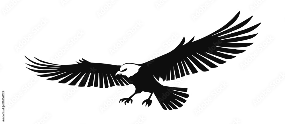 Fototapeta premium Flying American bird silouet in Monochrome Vector Art