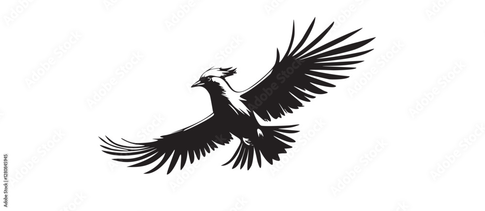 Fototapeta premium Flying American bird silouet in Monochrome Vector Art