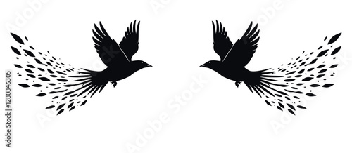 Flying American bird silouet in Monochrome Vector Art photo