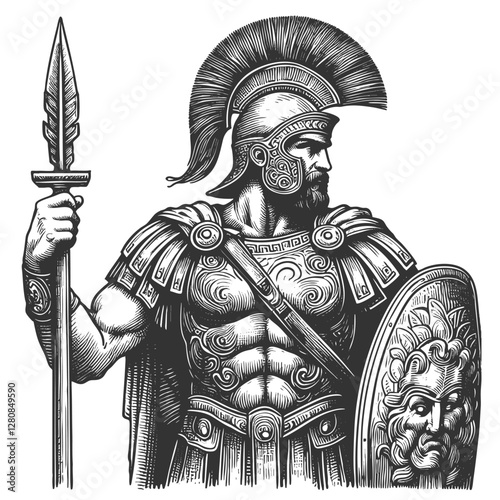 Ancient Roman Warrior with Spear and Shield vector