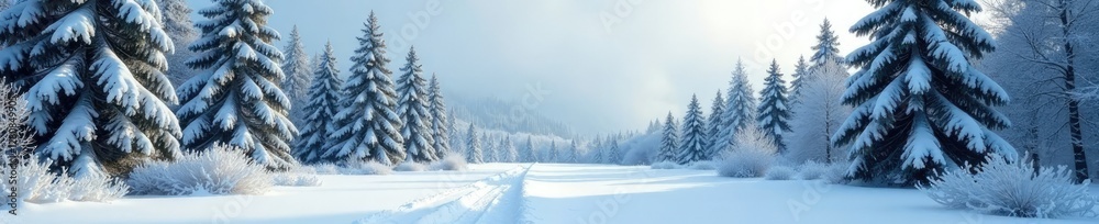 A blanket of snow covering the winter forest landscape, snowy landscape, wintry scene A blanket of snow covering the winter forest landscape, snowy landscape, wintry scene