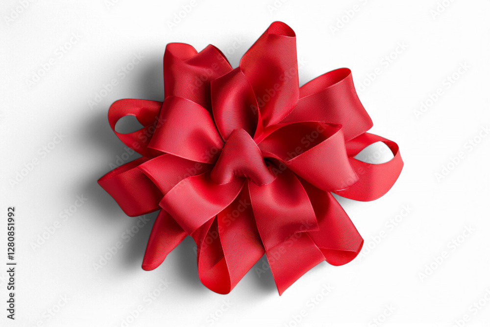 Vibrant red decorative ribbon bow on transparent background Vibrant red decorative ribbon bow on transparent background