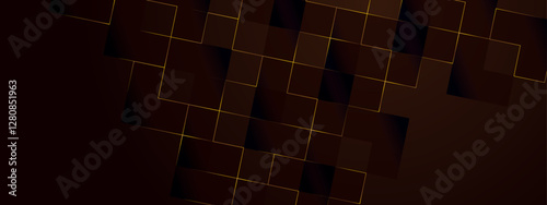 modern dark brown pattern of squares or diamonds outlined in gold. Perfect for backgrounds, stationery, textiles, and packaging designs.