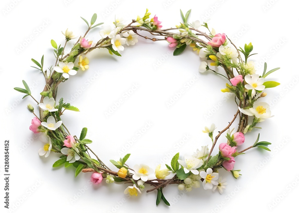 Fototapeta premium spring flower garland isolated on a white background