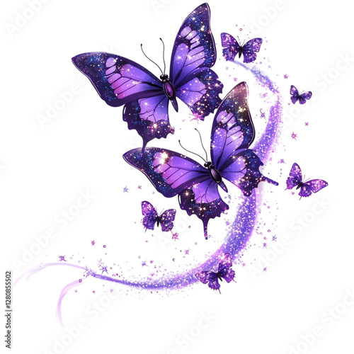 Galaxy Purple Butterflies: Magical Watercolor Art Print