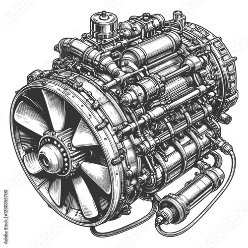 Jet Engine Mechanical vector illustration