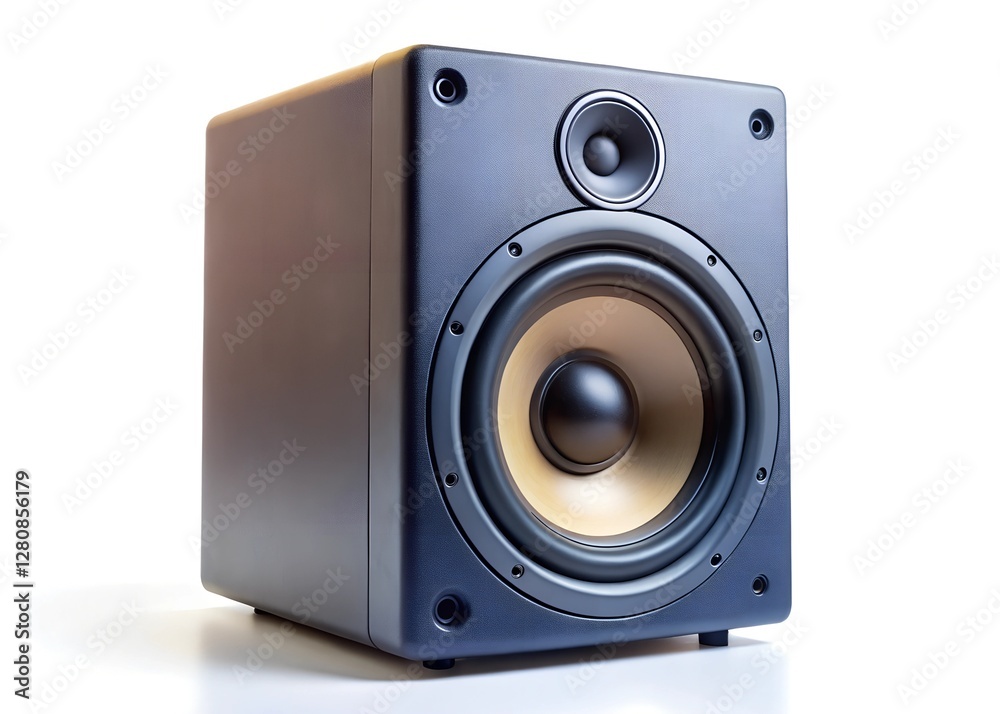 black speaker box isolated on a white background