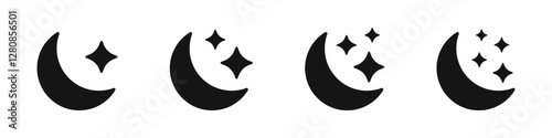Moon vector icons. Moon icon set. Vector lunar collection. Moon with stars