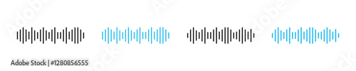 Sound wave vector icons. Sound waves. Abstract music wave, radio signal frequency and digital voice visualisation. Tune equalizer vector. Soundwaves rhythm