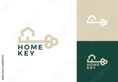 simple home key logo. real estate agent design vector graphic