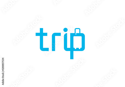 letter trip with suitcase logo. tour and travel vector design concept