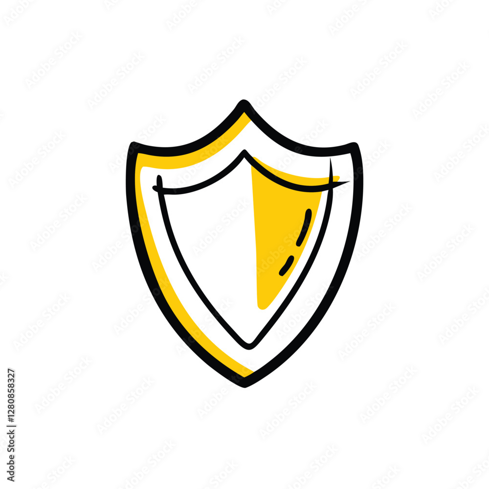Cartoon shield graphic design, protection concept. Cartoon shield graphic design, protection concept.