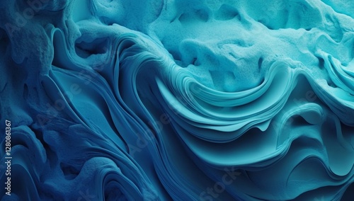 A 3D holographic ribbon glass morphism wave line is set against an abstract background render, accompanied by an iridescent curve and a liquid shape featuring a colorful hologram gradient, all on a