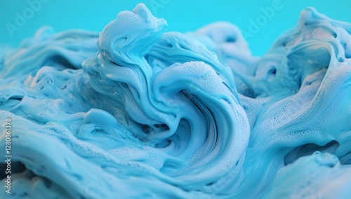 The image features a 3D holographic ribbon glass morphism wave line isolated on an abstract render background, with an iridescent curved liquid shape and a colorful hologram gradient, set on a