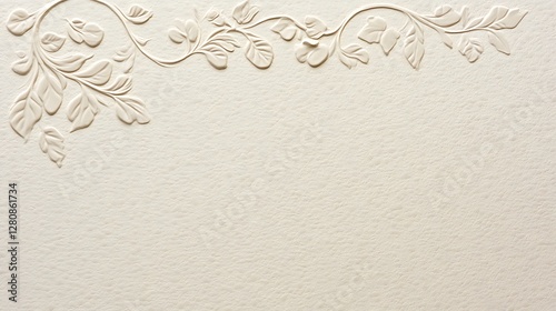 Embossed Floral Design on Cream Textured Background