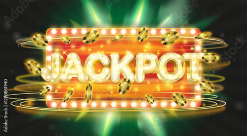 Glowing Marquee Lettering - Classic jackpot Sign Vector