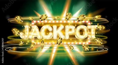 Glowing Marquee Lettering - Classic jackpot Sign Vector