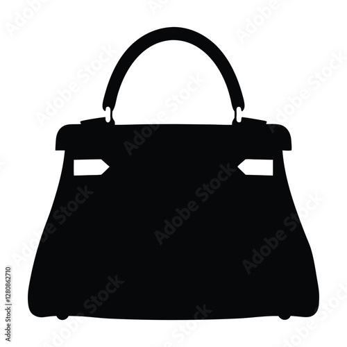 A silhouette illustration of a black lady bag