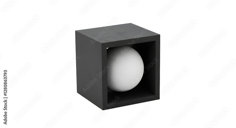 Fototapeta premium Sphere Inside Cube Simple Minimalist Object in Geometric Arrangement