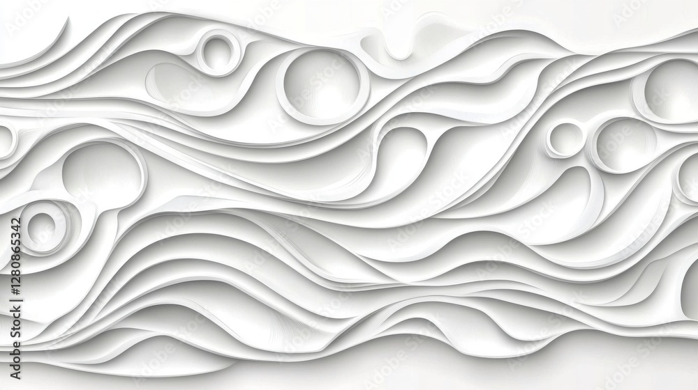 Obraz premium Abstract White Paper Wave Pattern with Layered Circles