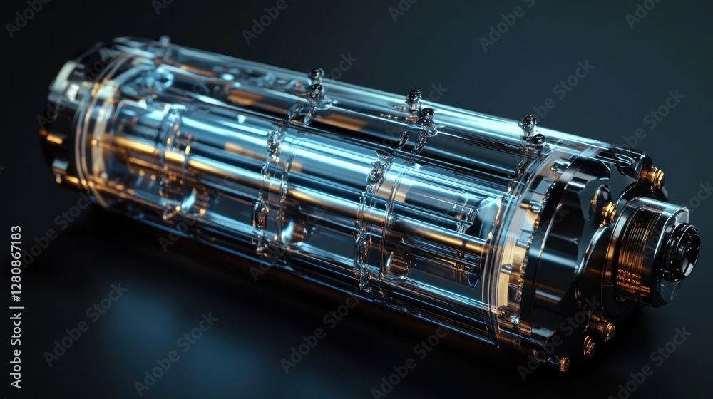 Naklejka premium Transparent Engine: Futuristic Design and Mechanical Precision